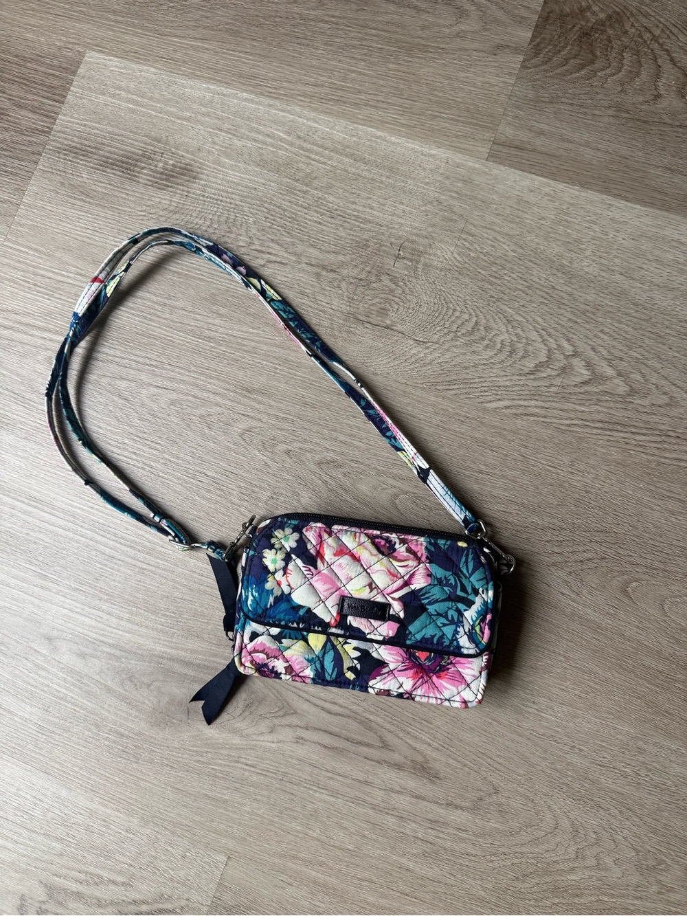 Vera Bradley Floral Quilted Navy Crossbody RFID Wallet